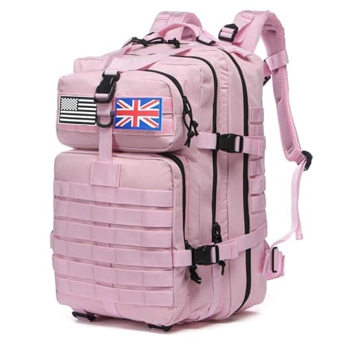 Thuram 50L Durable Nylon Waterproof Fishing Hunting Backpack Outdoor Military Rucksacks Tactical Sports Camping Hiking Bags (Light Pink)