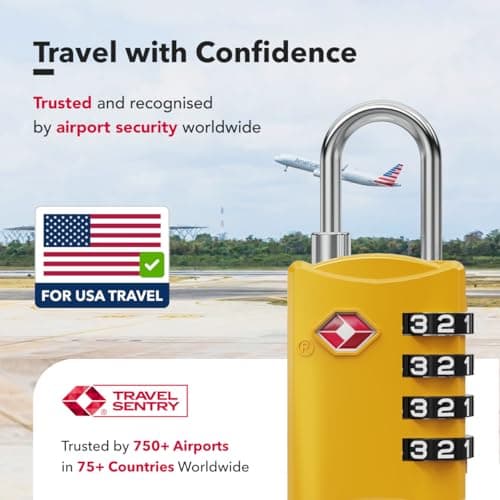 NovLock Suitcase Padlocks, TSA Approved Luggage Locks, Travel Padlocks — view 3