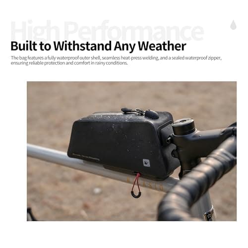 Rhinowalk Bike Top Tube Bag Bike Frame Bag 1L Fully Waterproof and Stable Quick Release Bicycle Frame Bag Bicycle Bag Professional Cycling Accessories for Mountain Road Bike-Black — view 3