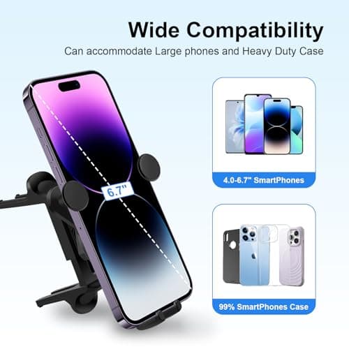 Aeipou Car Phone Holder for Mercedes Benz A/B/C/E/S Mini Cooper Audi-TT Ford Jeep Suzuki Mustang Wrangler Swift Round Vents Mount for All Circular Air Vents iPhone 17/16/15 Pro Max Galaxy S25/S24/S23 — view 6