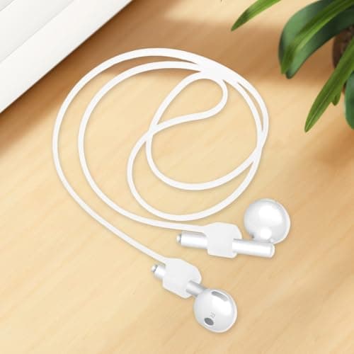 KALLORY Earphone Anti Lost Strap Earphone Strap Silicone Magnetic Anti-lost Lanyard and Earbuds White for Travel and Workout Adults — view 4