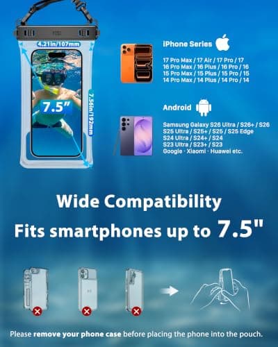 YOSH Crossbody Waterproof Phone Pouch, 2 Pack Waterproof Phone Case, 7.5" — view 6