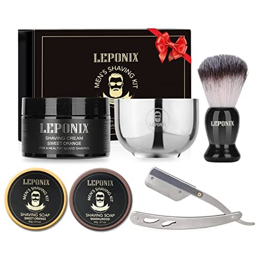 Shaving Kit for Men, Mens Complete Shaving Set with 2 Pack Shaving Soaps, Brush and Bowl, Shaving Cream, Gifts for Husband Boyfriend