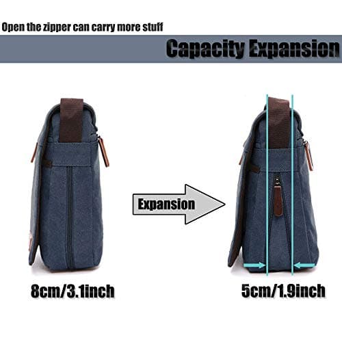 LOSMILE Men's Messenger Bag, Canvas Shoulder Bags, 13.3" Laptop Bags for Work and School,Cross-Body Bags.(BLUE) — view 4
