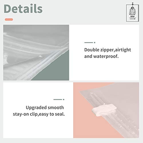 Meetall 4Pack Hanging Vacuum Storage Bag Reusable Space Saver Compressed Bag with Hangers.2pcs in 26.3x35.4inch(67x90cm) and 2pcs in 26.3x43.3inch (67x110cm).Work with Any Vacuum Cleaner. — view 5