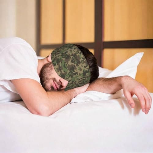 Green Camo Print Sleep Mask Wide Wraparound Reversible Light Blocking Travel Fit — view 6