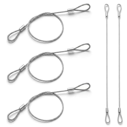 5 Pcs Stainless Steel Cable with Loops, 12inch Vinyl Coated Wire Rope Long Rope Lanyard Lock Stainless Chains for Outdoor Gates, Stage Lighting, Luggage Lock Wire Rope, 2 mm Thickness