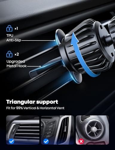 Lamicall Car Phone Mount for MagSafe - [20x N52 Magnet] Magnetic Phone Holder Car, Air Vent Phone Mount Cradle Hook for iPhone 17 16 15 14 13 Pro/Max/Plus/Air & MagSafe Case, Others with Metal Plate — view 5