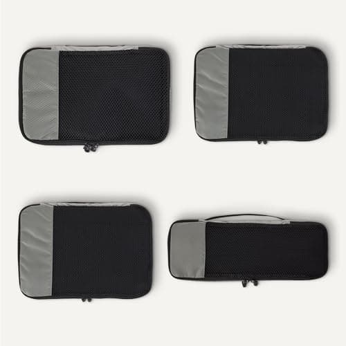 Amazon Essentials 4-Piece Packing Cubes Travel Accessories Set, Luggage Organiser with Double Zip, Mesh Top, 100% Polyester, Small/Medium/Large/Slim, Grey (Previously Amazon Basics) — view 5