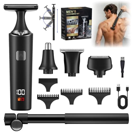 Mens Back Shaver Body Trimmer, 5 in 1 Kit Electric Hair Groomer