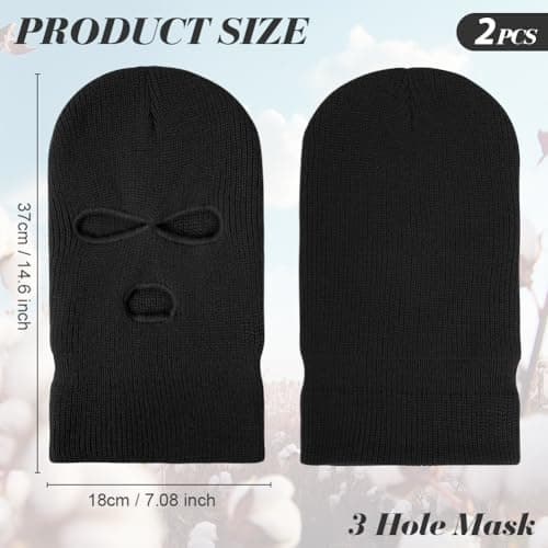 HAGOT 2 PCS 3 Hole Full Face Balaclava, Winter Knitted Balaclava, Ski Face Cover Unisex, Full Facecover for Outdoor Sports — view 3