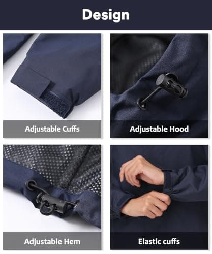 Huayuzh Womens Waterproof Jacket Rain Coats Lightweight Navy Blue M — view 6