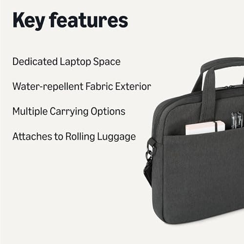 Amazon Basics 15.6-Inch Laptop Shoulder Bag for Women and Men, Messenger Bag for Commuting and Business Trips, Black — view 2