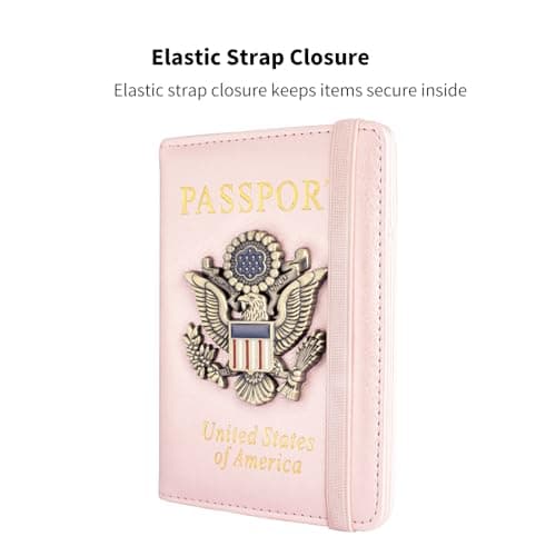 ilovever Passport Holder and Card Slot Combo RFID Blocking Leather Travel Passport Wallet for Men and Women US Passport Cover, Rose Gold, Classic — view 4