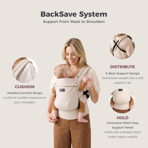 Momcozy Baby Carrier for 3-24M/3.2-20kg, Waist 64-127cm, Cotton Khaki — view 2