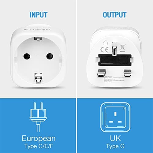 Unidapt EU to UK Plug Adapter, Euro Schuko 2 Pin to 3 Pin, 2 Pack, Type G — view 2