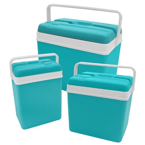Daniel James Large Cool Box - 15L, 24L or 35L Insulated Cooler Box with Carry Handle & Lid for Ice Cold Food & Drink - Lightweight & Durable for Camping, Picnic & Travel (Turquoise, 24-Litre)