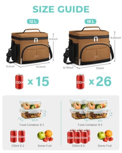 Pritent Lunch Box for Men Women Insulated Lunch Tote Cooler Bag Lunchbox — view 3