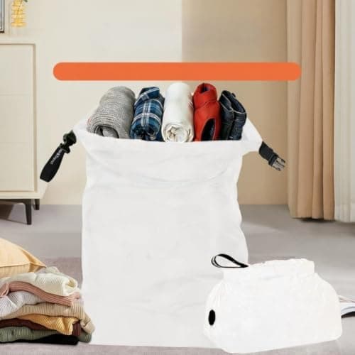 Travel Compression Bag with Vacuum Exhaust Technology(Cream White L46*62CM)