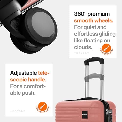 Travely Cabin Suitcase 55x35x25cm - 20 Inch Suitable for Ryanair - 36L Including TSA Lock - Carry on - 10kg Suitcase, Cabin case, Hardshell — view 5