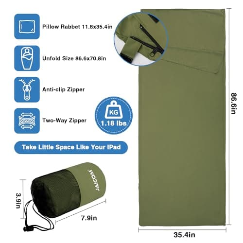 JAICOM Sleeping Bag Liner, Ultralight Travel Sheets, Soft & Portable — view 2