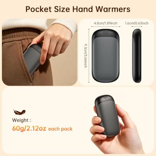 gabless Hand Warmers Rechargeable 2 Pack, Electric Handwarmers Portable Hand Warmer Reusable with 3 Levels Heat USB Pocket Warmer, Great Warm Gifts for Men Women Outdoor Camping Golf — view 5