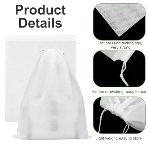 Nogeqi 5 Pcs Dust Bags for Handbags, Drawstring Purse Dust Bags, Bag Organizer for Handbag Storage, Breathable Non-Woven Fabric Dust Cover for Purses Cloth Shoestravel Luggage(White 48 * 39 cm) — view 5