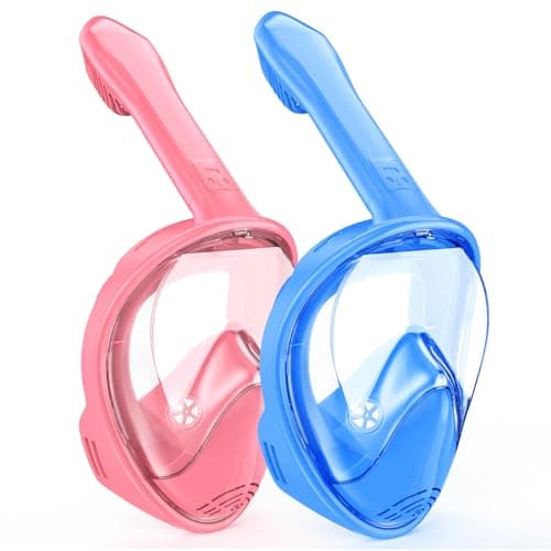 Kids Snorkel Mask Full Face, Snorkeling Gear for Kids with Camera Mount, 180 Degree Panoramic View Snorkeling Set Anti-Fog Anti-Leak