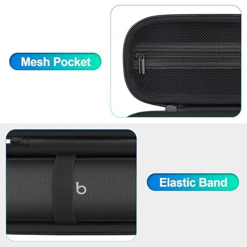 BOVKE Carrying Case for Beats Pill - Portable Bluetooth Speaker, New Beats Pill Wireless Speaker Travel Holder Bag with Extra Mesh Pocket for Charging Cables, Accessories, Black — view 4