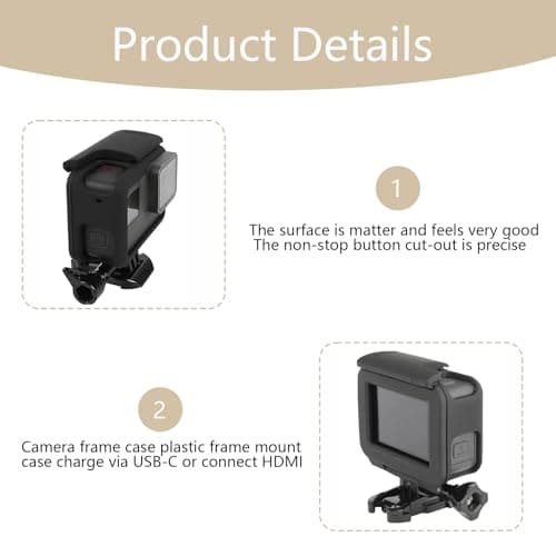 Hero 7/6/5/(2018) Frame Mount Case – Top Open Protective Housing with Quick Release Bracket & Screen Protector, Black Action Camera Frame Mount Accessories — view 3