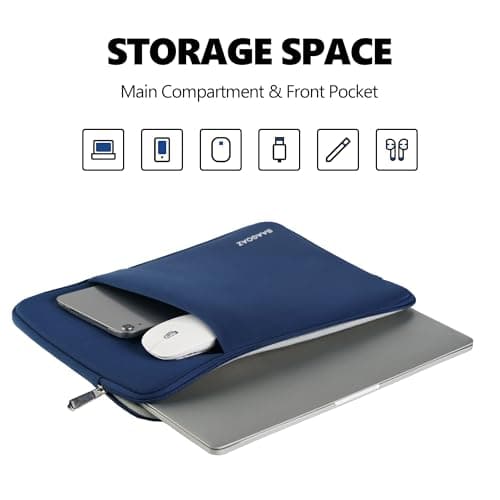BAAGOAZ Laptop Case 14 Inch Protective Sleeve with Front Pocket, Navy Blue — view 2