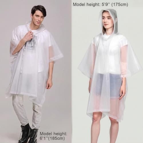 JITIFAZH Rain Poncho for Adults, 2‑Pack Reusable Waterproof Cape with Hood — view 6