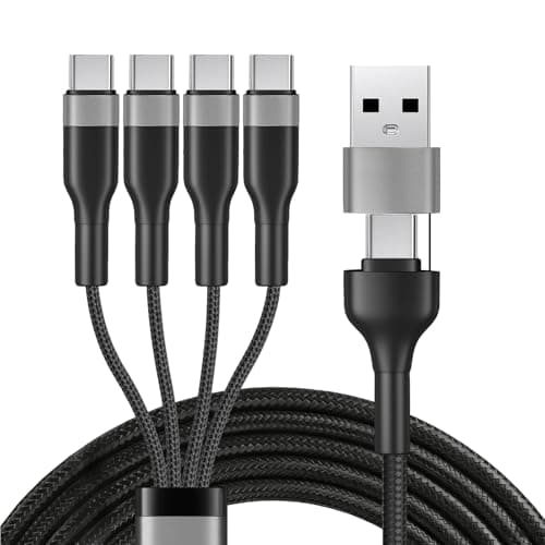 4 in 2 USB C Multi Charger Cable, 3A Fast Charging USB C Splitter Cord