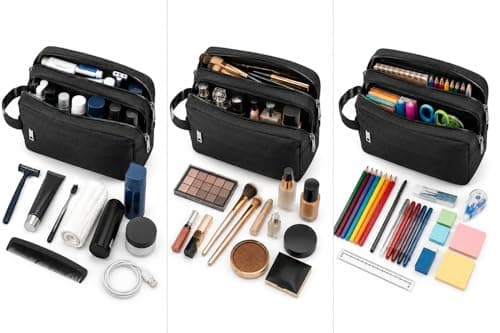 Personalized Travel Toiletry Bag for Men & Women | Water Resistant Nylon Makeup & Shaving Organizer | Multipurpose Cosmetic Pouch, Pencil Case & Travel Storage Bag. (Brown) — view 5