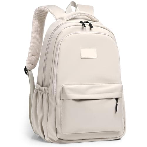Lahrma Travel Backpack Womens, Lightweight 14 Inch Laptop Rucksack Bag for Men, Splash-proof & Casual Daypacks for School College Work (White)