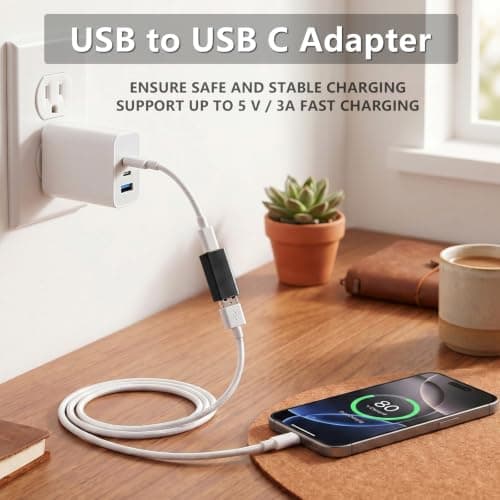 Duttek USB C to USB Adapter, Type C Female to USB Female Adapter Connector Compatible with iPhone 11,Google Pixel, Samsung Galaxy S20, Huawei, Moto (2 pack) — view 3