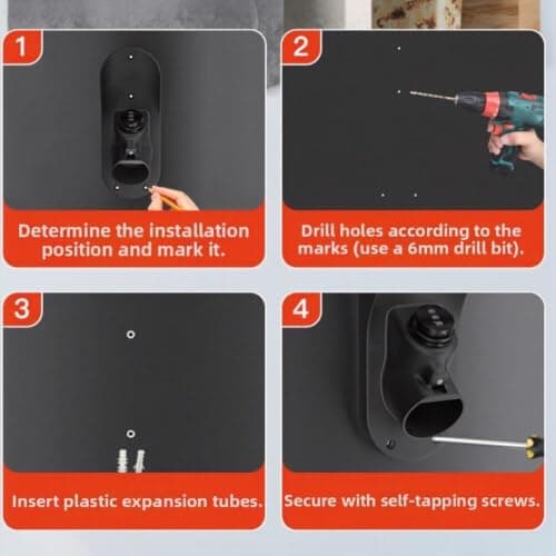 Hoppipola Wall Mount for EV Charging Cable with 3-Digit Combination Lock, Weatherproof ABS Housing for Type 2 Plug, Safe Storage Place for Electric Car Charging Station — view 3