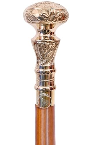 Samara Nautical Vintage Brass Handle Victorian Telescope Fold able Wooden Walking Stick Walking Cane — view 3