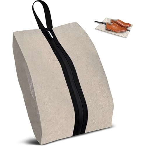 Shoe Travel Bag, Beige, 1-Pack, Full-Length Zip Closure and Carry Handle