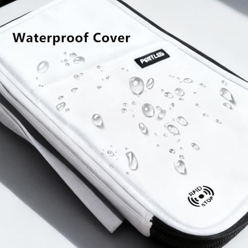 sdhiiolp Family Passport Holder Travel Wallet RFID Blocking Travel Document Holder Organiser Waterproof with Multiple Compartments for Men & Women Tickets ID Cards Cash Pen Key (22x12cm. White) — view 6