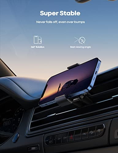 Lamicall Car Phone Holder, Universal Vent Mount - 360 Rotating Air Vent Cradle Stand for iPhone 17 16 15 14 Pro Max Plus Air, 13 12 Pro Max Mini, 11 Pro Xs XR X 8, Samsung S21, Mobile Phones - Black — view 3