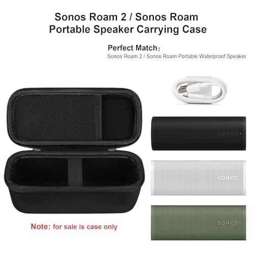 Elonbo Carrying Case ​for Sonos Roam 2 / Sonos Roam Portable Waterproof Bluetooth Speaker, Compact Wireless Speaker Hard Travel Protective Bag Storage Holder, Extra Mesh Pocket Fits Cable, Black — view 2