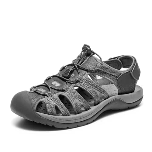DREAM PAIRS Men Durable Sport Sandals,Black/Dark/Grey,7