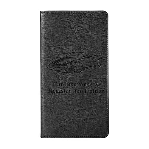 Car Document Holder Organiser, Leather Vehicle Insurance and Registration Holders Wallet Case Travel Card Holder for ID Card, Driving Licence, Key Contact Information Cards, Black