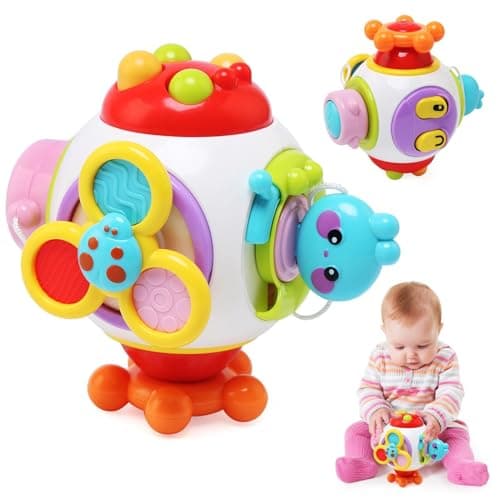 LEADSTAR Montessori Busy Cube Toys for Kids,Sensory Activity Board Travel Toy for Toddlers 1-3 Years Old,Fidget Cube Toy Educational Preschool Learning Toys for Babies 18-36 Months (A)