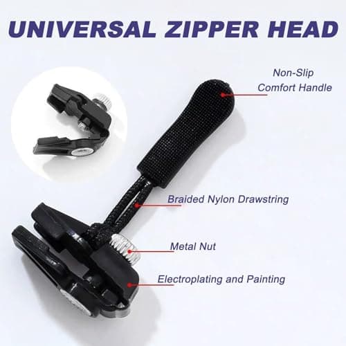 KASESSS 30 Pcs Zipper Pull Replacement, Zip Repair Kit, 3 Sizes Zip Puller Replacement, Removable Zip Replacement, Universal Spare Zipper Puller, Adjustable for Clothes, Pants, Wallets, Suitcases — view 2