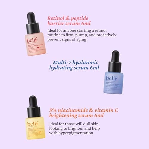 belif Super drops - discover glowing skin mini kit | Travel size, gift set, hyaluronic hydrating serum, peptide firming serum, vitamin C brightening serum, Korean skincare, Korean beauty (6ml x 3) — view 4