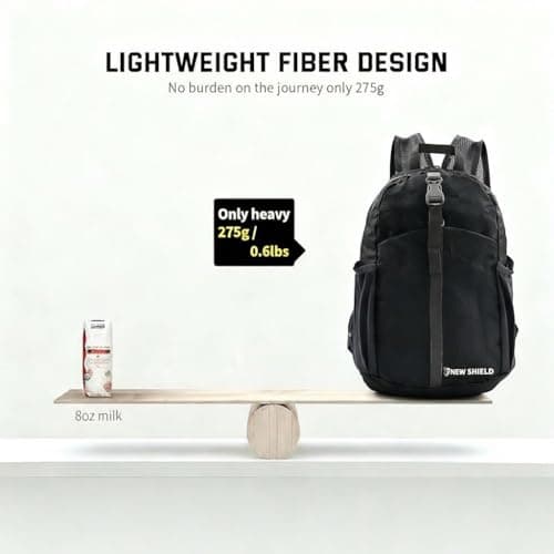mefound Waterproof Lightweight Backpack for Men Women, 20L Small Foldable Rucksack for Travel, Cabin Size Daypack for Hiking Work School, Compact Water Resistant Bag with Bottle Holder — view 3