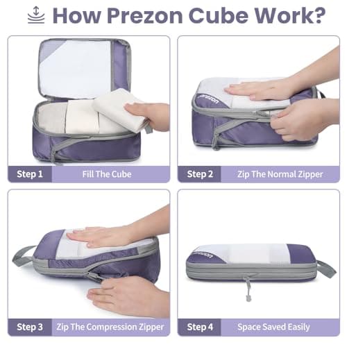 Prezon Versatile 6-Set Compression Hollow Packing Cubes, Full Open Visible Design, Space-Saving and Lightweight, Customized Cationic Material, Portable and Durable Luggage Organizer, Indigo — view 5