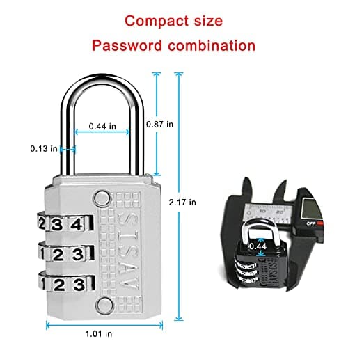 SISAV 3 Digit Combination Lock,Gym Padlock,Outdoor Padlock,Suitable for School Lockers,Tool Boxes,Travel Backpack,Hasp(Silver 5pack) — view 2